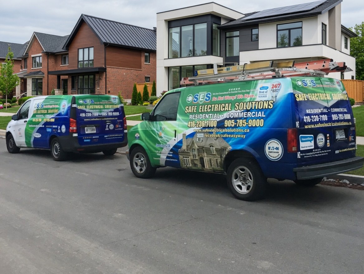 Safe Electrical Solutions fleet vehicles front view serving Toronto and GTA